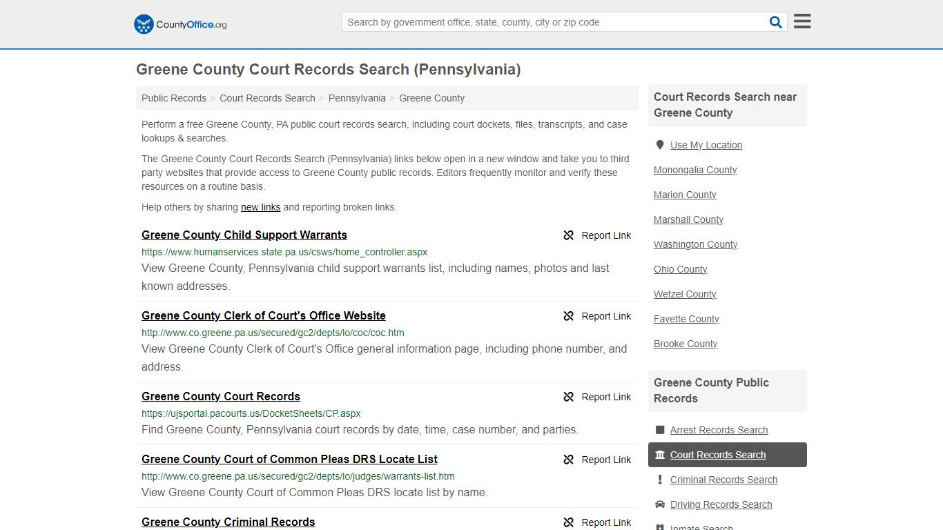 Greene County Court Records Search (Pennsylvania) - County Office