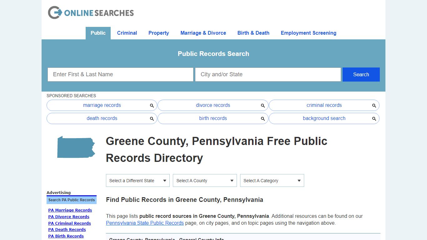Greene County, Pennsylvania Public Records Directory